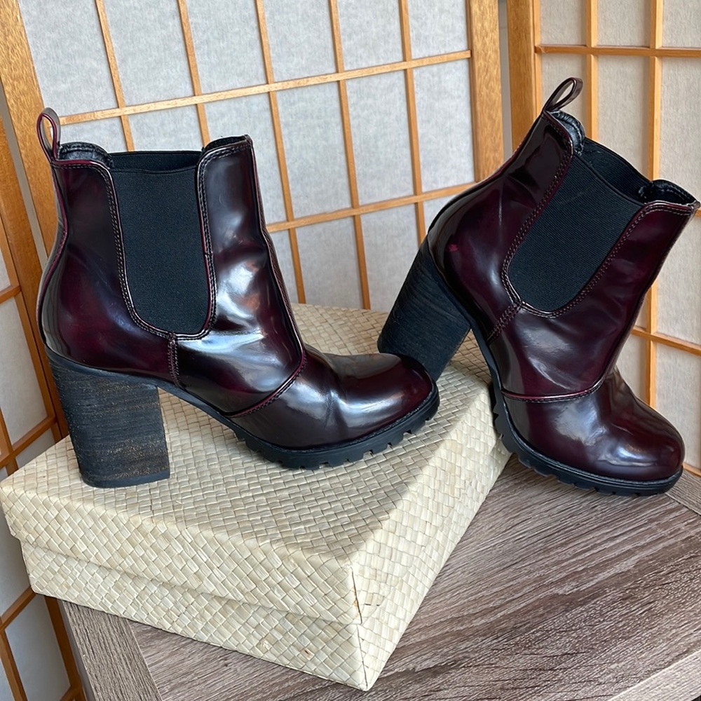 Steve Madden Oxblood Burgundy Anarchy Boots with 3.5”Heel Size 7M - Picture 4 of 11